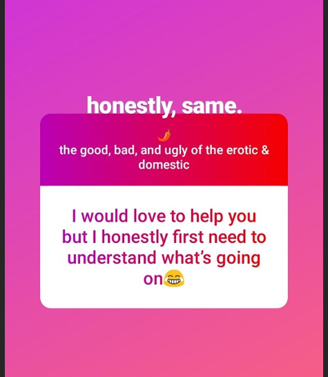 A friend responding with 'I would love to help you but I honestly first need to understand what's going on'