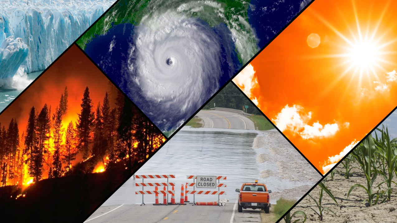 Collage of natural disasters caused by climate change